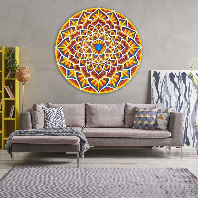Vyřezávaná dřevěná Mandala na zeď s energií feng shui | až 90 x 90 cm