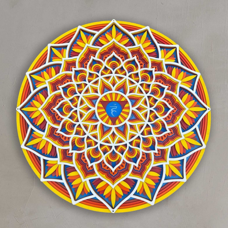 Dřevěná Mandala na zeď s energií feng shui