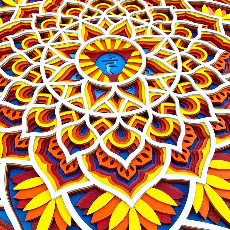 Dřevěná Mandala na zeď s energií feng shui
