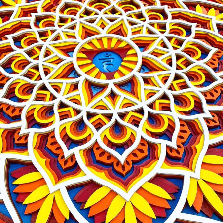 Dřevěná Mandala na zeď s energií feng shui