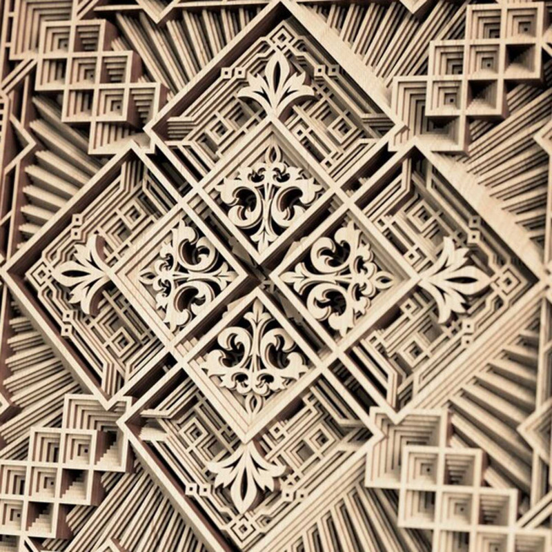 Exkluzivní malba mandalou na zeď 3D square -...