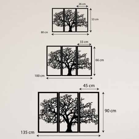 Dřevěný nástěnný obraz Strom života: Sada 3 panelů