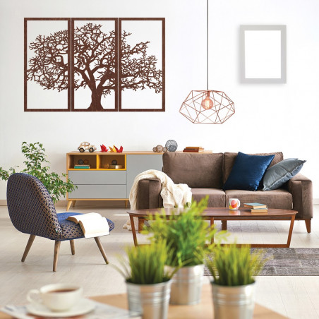 Dřevěný nástěnný obraz Strom života: Sada 3 panelů