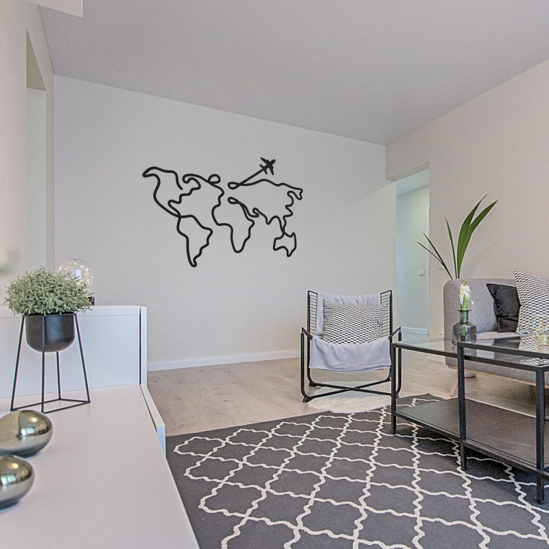 Stylová dřevěná mapa světa jako moderní dekorace do interiéru