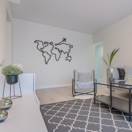 Stylová dřevěná mapa světa jako moderní dekorace do interiéru