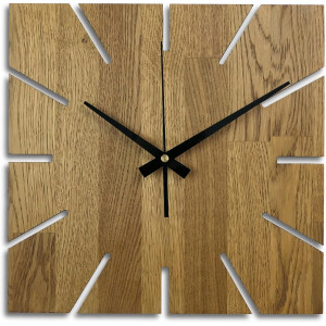 Dřevěné nástěnné hodiny s dubovým dřevem - čtvercové I...