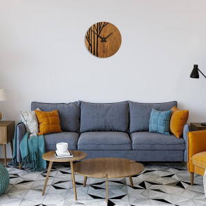 Elegantní dřevěné hodiny s přírodní kresbou dřeva a kontrastním vzorem. 2