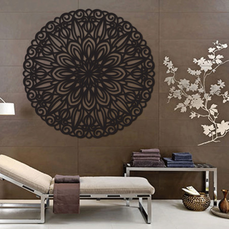 Vyřezávaná dřevěná mandamandala na zeď Květina času | SENTOP Vyřezávaná dřevěná mandamandala na zeď Květina času | SENTOP