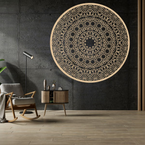 Elegantní dřevěná mandala - Exkluzivní dřevěná dekorace na zeď obývacího pokoje 2