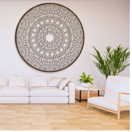 Luxusní dřevěný obraz mandala na zeď do moderního interiéru