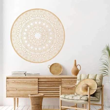 Luxusní dřevěný obraz mandala na zeď do moderního interiéru