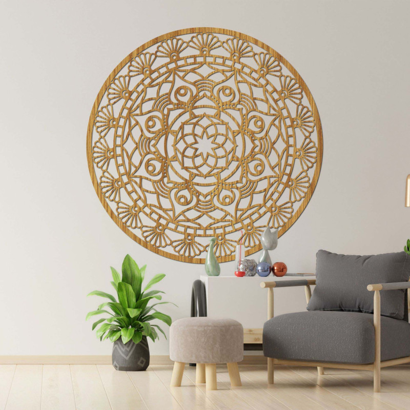 Vyřezávaná moderní mandala květ života - ZIBEZI