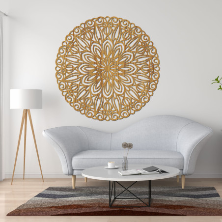 Vyřezávaná dřevěná mandala na zeď květ času - ORIN