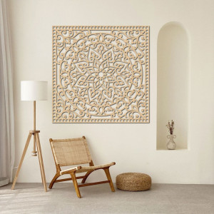 Dřevěný nástěnný obraz čtvercový - orientální mandala 2