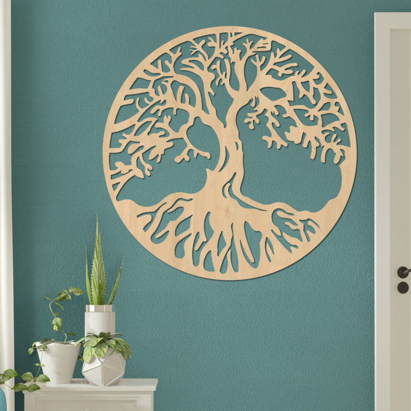 Dřevěný strom života na zeď s elegantním přírodním designem