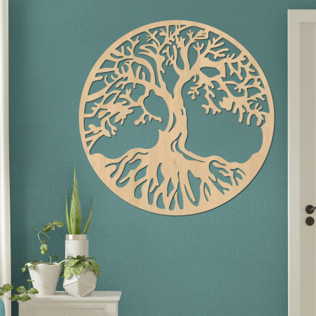 Dřevěný strom života na zeď s elegantním přírodním designem