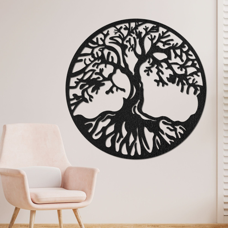 Dřevěný strom života na zeď s elegantním přírodním designem