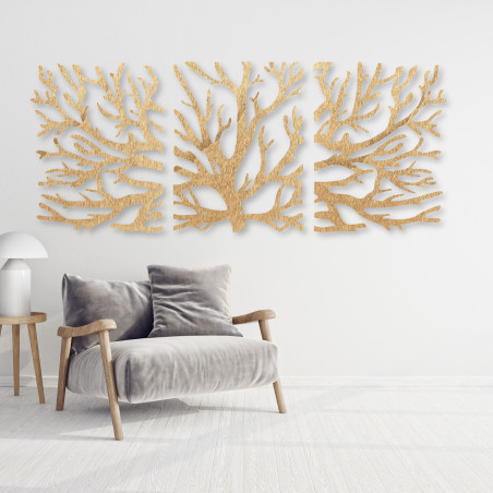 Třídílný obraz strom se siluetou větví