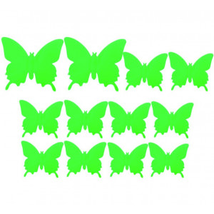 Barevná samolepka motýl, zelená světla - motýl, 1 sada - 12ks