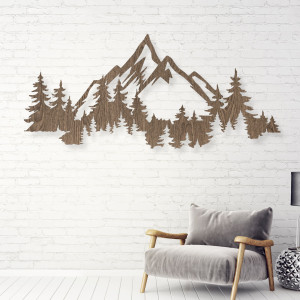 Dřevěná decorace z hor a lesů, dekorace na zeď