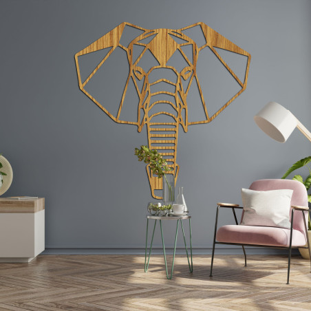 Elegantní dřevěný obraz slona jako symbol síly a moudrosti