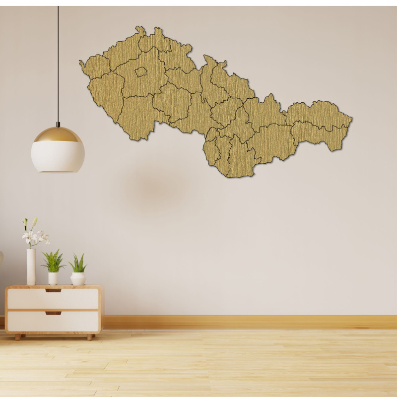 Dřevěná mapa Slovenska a České republiky