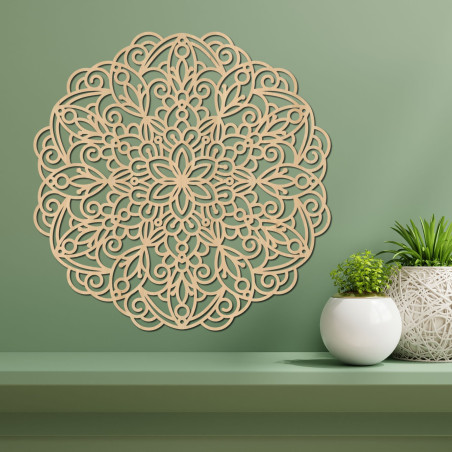 Velká dřevěná mandala, obraz na zeď - MELLANY