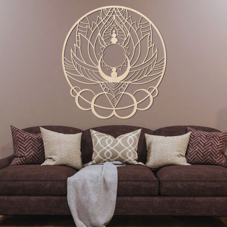 Vyřezávaná stěna – Květ slunce jako umělecký dřevěný dekor