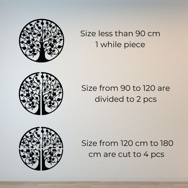 Kulatá dřevěná dekorace se stromem života na zeď