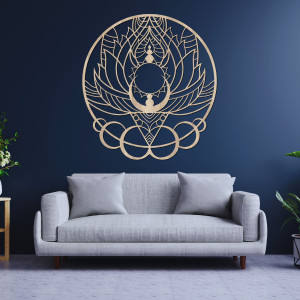Umělecká dřevěná dekorace mandala květ a slunce - FLORISOLUS