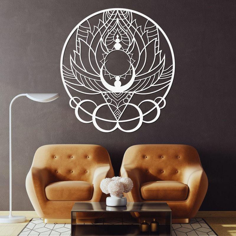 Umělecká dřevěná dekorace mandala květ a slunce - FLORISOLUS