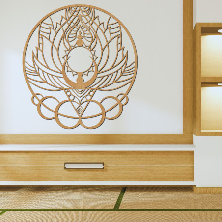 Umělecká dřevěná dekorace mandala květ a slunce - FLORISOLUS