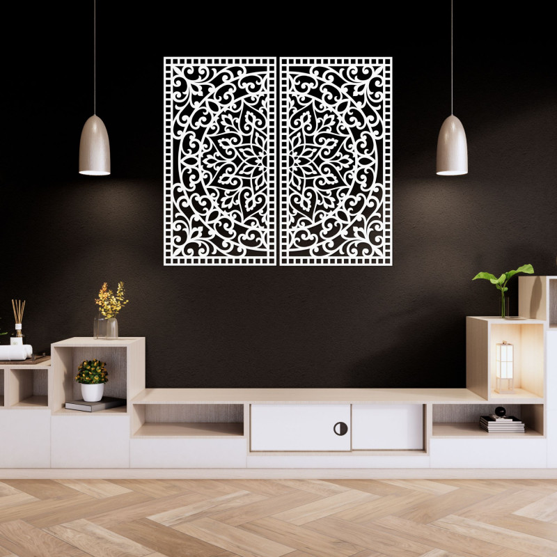 Nástěnný set Mandala Ornament – Dekorativní dřevěný obraz, 2 díly