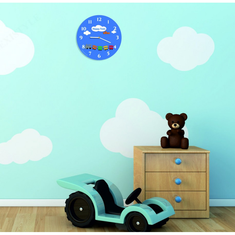 Dětské nástěnné hodiny s modrým ciferníkem