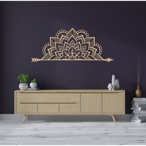 Elegantní černá mandala na zeď v moderním boho stylu