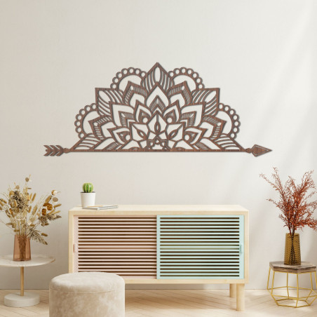 Elegantní černá mandala na zeď v moderním boho stylu