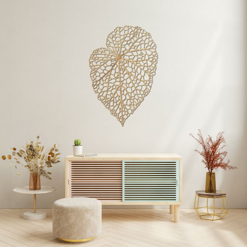 Dřevěný obraz s listem v minimalistickém stylu pro moderní a harmonický interiér