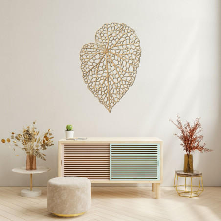 Dřevěný obraz s listem v minimalistickém stylu pro moderní a harmonický interiér