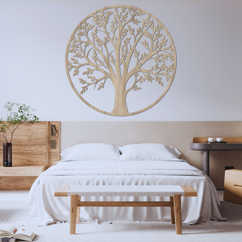 Moderní dřevěný strom života na zeď do elegantního interiéru