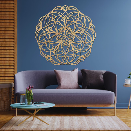 Dřevěná mandala na zeď s moderním geometrickým vzorem