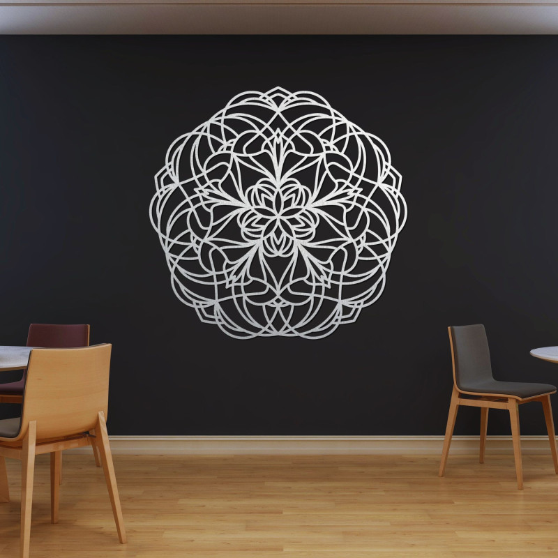 Dřevěná mandala na zeď s moderním geometrickým vzorem