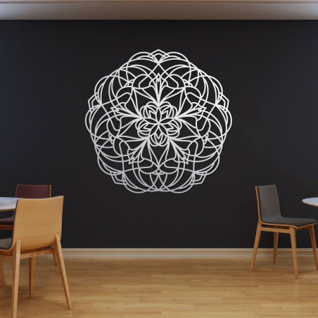 Dřevěná mandala na zeď s moderním geometrickým vzorem