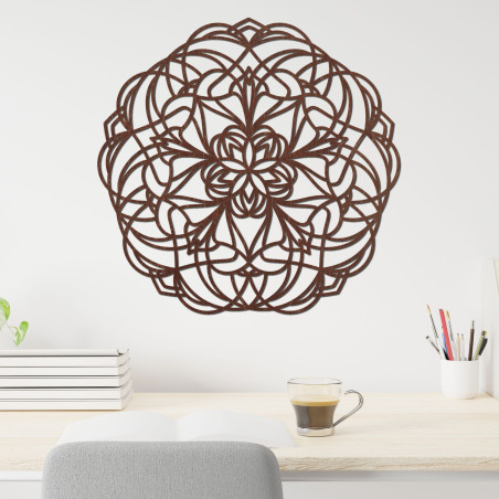 Dřevěná mandala na zeď s moderním geometrickým vzorem