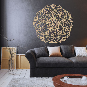 Vyřezávaná dřevěná dekorace na stěnu mandala - MOLLIS 2