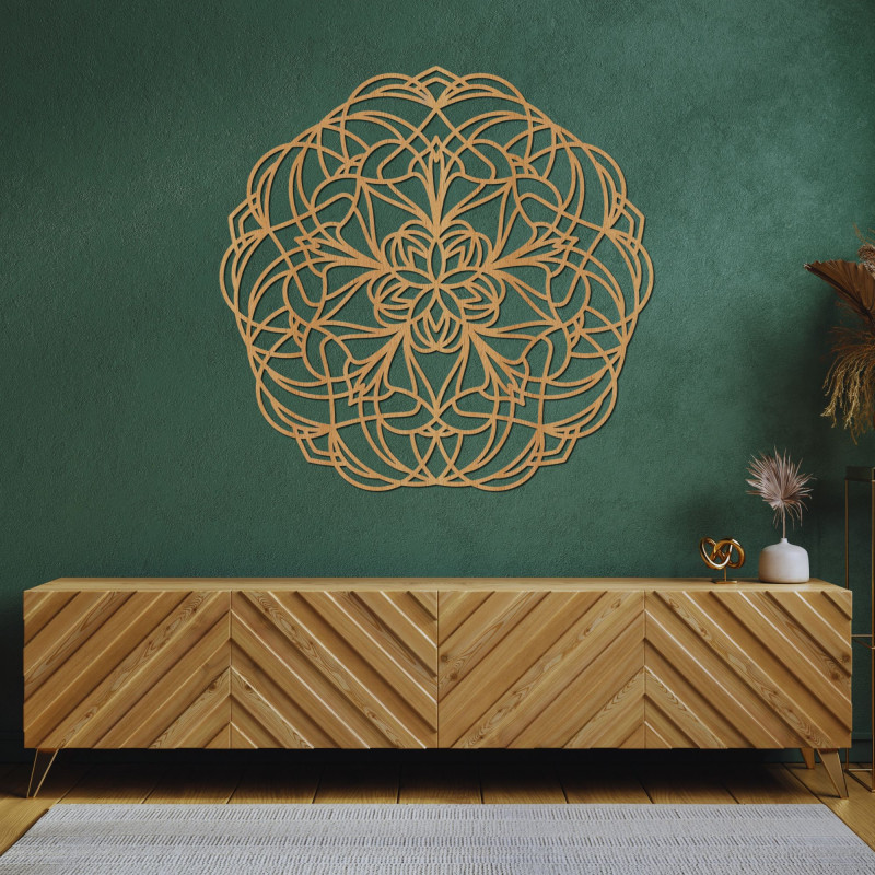 Vyřezávaná dřevěná dekorace na stěnu mandala - MOLLIS