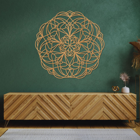 Vyřezávaná dřevěná dekorace na stěnu mandala - MOLLIS