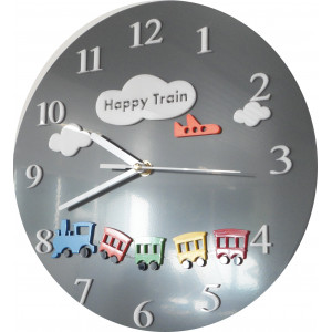 Wall Clock For Kids Train Color Gray Cloud 3d Block Wall Clock For Kids Train Color Gray Cloud 3d Block