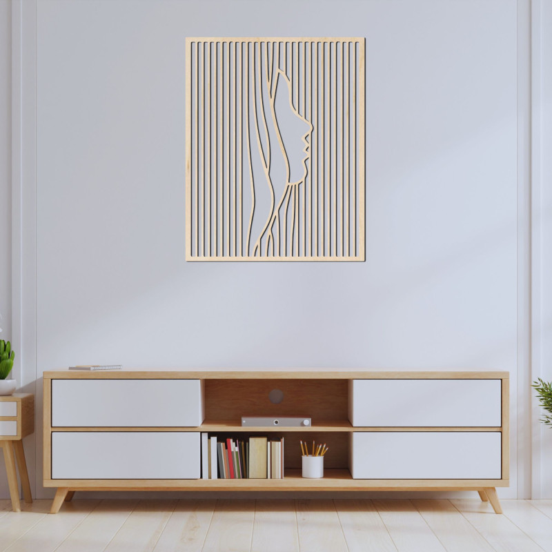 Dřevěná dekorace na zeď silueta ženského obličeje - PERSONA