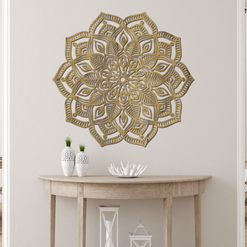 Elegantní dřevěná mandala jako luxusní nástěnná dekorace plná harmonie a klidu