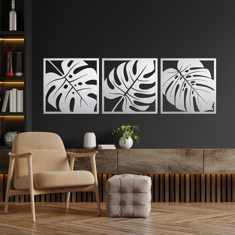 Dřevěná nástěnná dekorace monstera - SALAS
